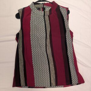 Alfani sleeveless burgundy striped blouse, small